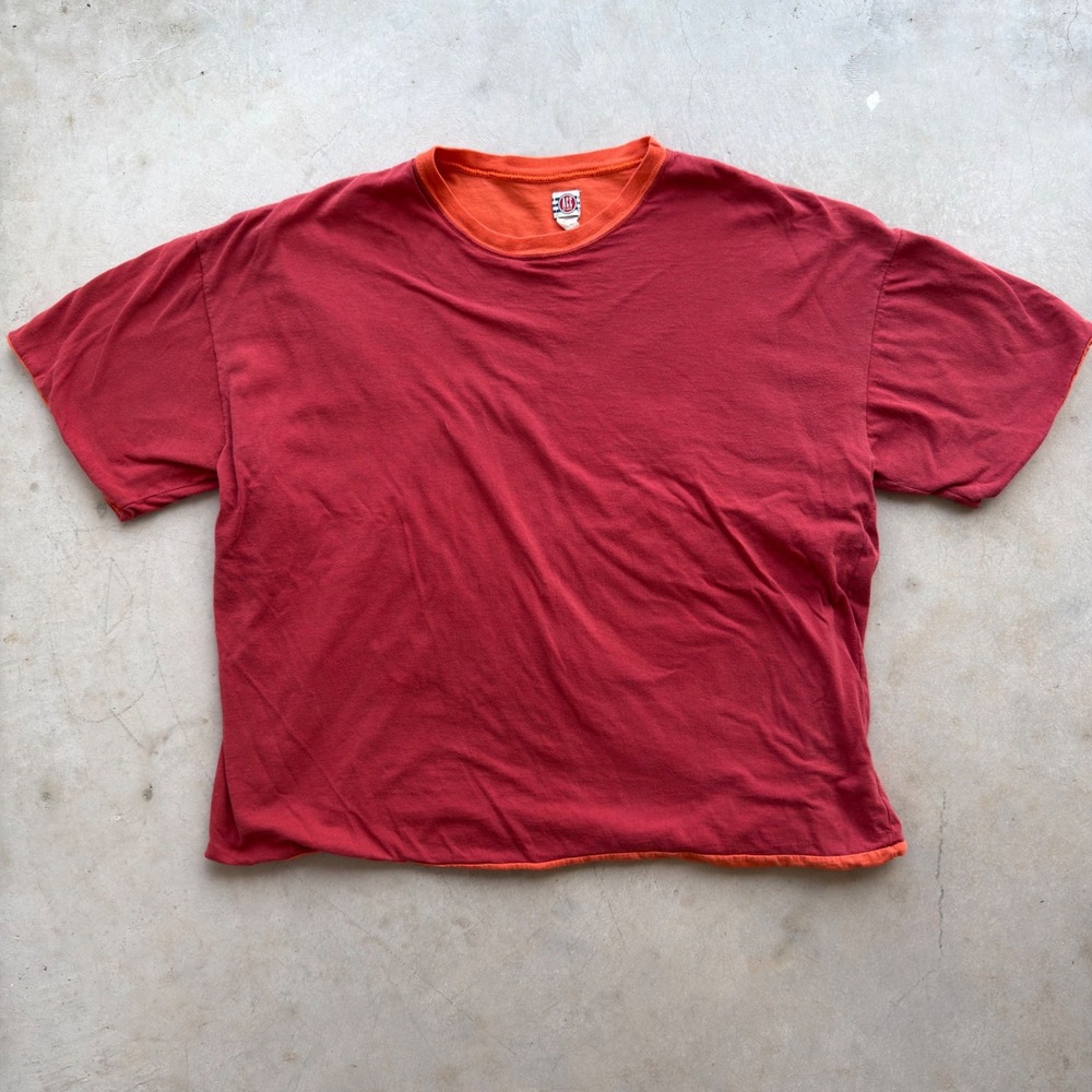 Vintage Ace Brand Reversible Athletic Shirt Red Orange Mens XL Short Sleeve Tee